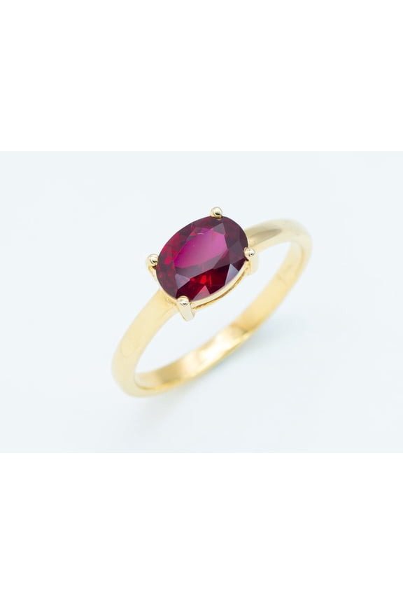 Ruby ring, Oval cut gemstone ring, Wedding ring, Gold Plated 925 solid silver ring