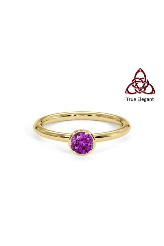 Amethyst Diamond Sterling Silver Rose Gold-Plated Ring