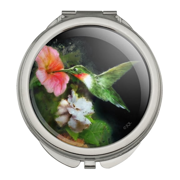 Ruby's Hummingbird Flower Garden Compact Travel Purse Handbag Makeup Mirror