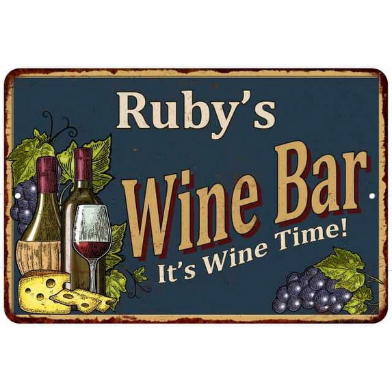 Ruby's Wine Bar Sign Green Rustic Decor 8 x 12 Matte Finish Metal 108120055093