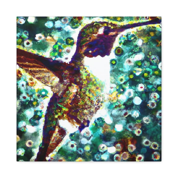 Ruby-throated Hummingbird Pointillism - Canvas