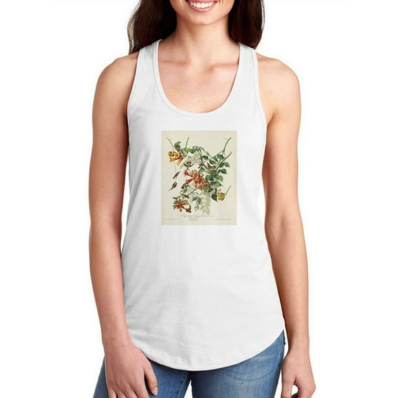 Ruby-throated Hummingbird Racerback Tank Women -John James Audubon Designs, Female x-Large