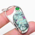 thumbnail image 1 of Ruby in Fuchsite, Diopside Gemstone 925 Sterling Silver Jewelry Pendant 2.17", 1 of 1