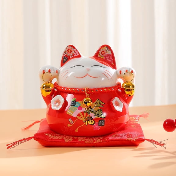 RubyredFox Maneki Neko Lucky cat ceramic ornament money box bring you fortune and lucky.