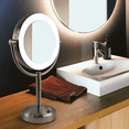thumbnail image 1 of Rucci 1x/10x Magnification LED Lighted Metal Stand Mirror with 3 Dim Settings, 1 of 10