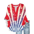 thumbnail image 1 of Ruched 3/4 Length Sleeve Tops for Women USA Flag Star Patriotic T-Shirts Independence Day Tee Shirts Pleated Hem Flowy Tunic Blouses USA Flag Star Printed Beach Vacation Clothes, 1 of 5