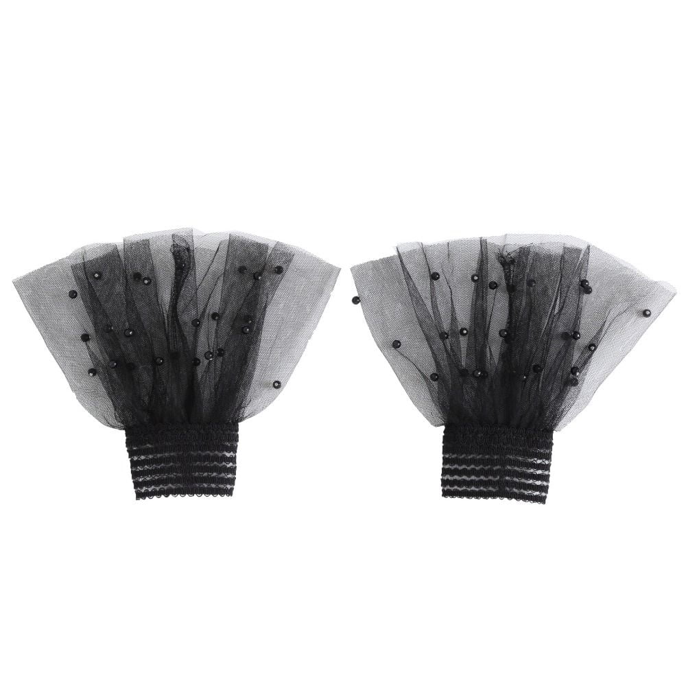 Ruched Blouse Mesh Fake Flared Sleeves Lace 1Pair Detachable Cuffs