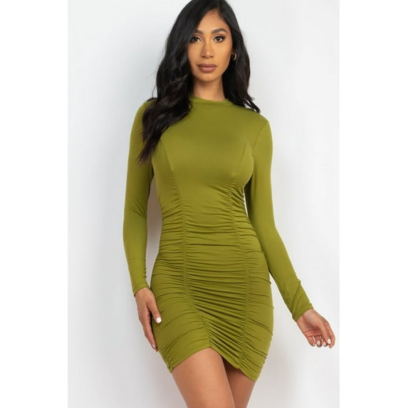 Ruched Bodycon Long Sleeve Dress