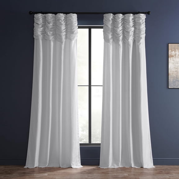 Ruched Faux Du oni Silk Drapes for Living Room 50 X 84 (1 Panel) | PDCH-KBS1-84-RU, Ice