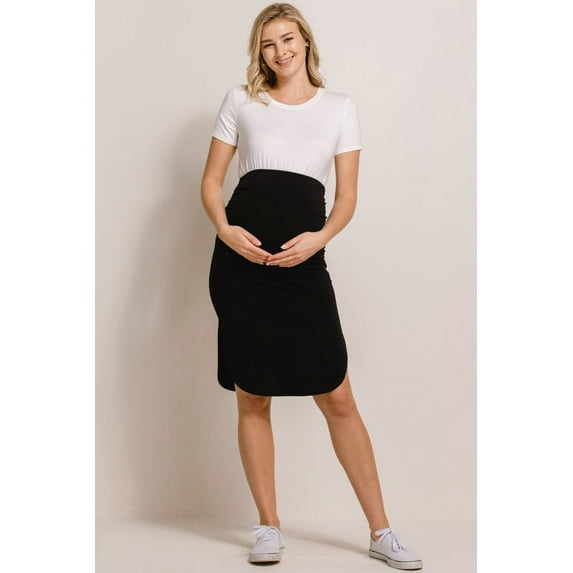 Ruched Maternity Terry Knit Skirt