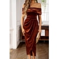 thumbnail image 1 of Ruched Off-Shoulder Tulip Hem Wrap Dress, 1 of 3