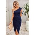 thumbnail image 1 of Ruched One-Shoulder Tulip Hem Dress, 1 of 13