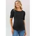 thumbnail image 1 of Ruched Ribbed Puff Sleeve Maternity Top, 1 of 3