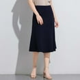 thumbnail image 1 of Ruched Skirt Women Elegant Midi Skirts Knee Length A-Line Flared Business Skirt for Office Casual Blue 3XL, 1 of 5