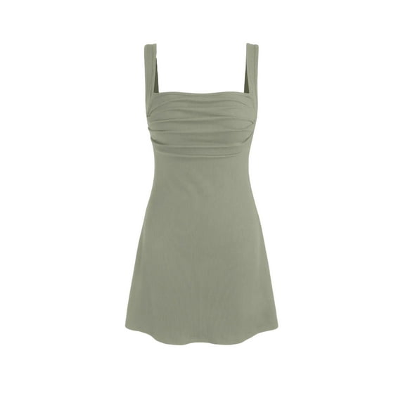 Ruched Square-Neck Mini Dress