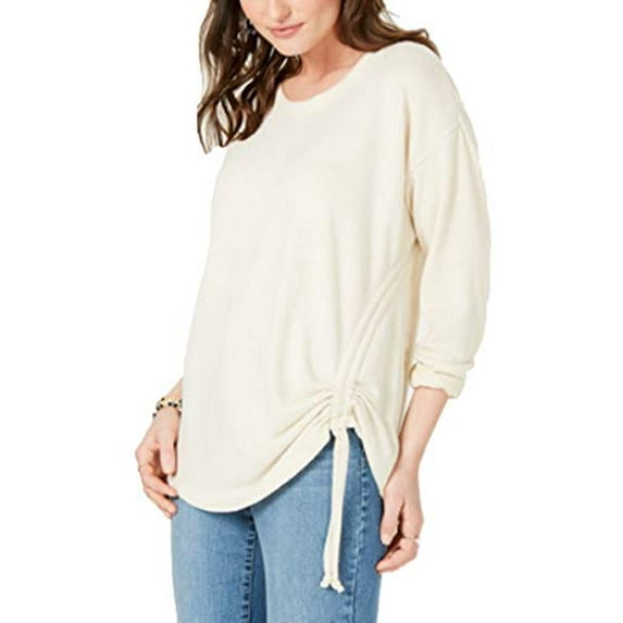 Ruched-Tie Top Oatmeal L