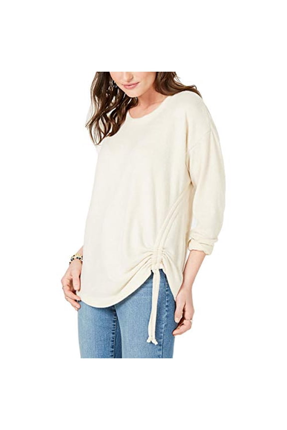 Ruched-Tie Top Oatmeal M