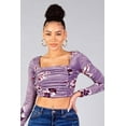 thumbnail image 1 of Ruched Velvet Floral Back Tie Crop Top, 1 of 5