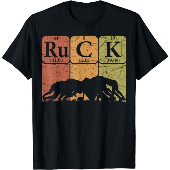 Ruck Rugby Periodic Table Elements Rugby Player Nerd Retro T-Shirt