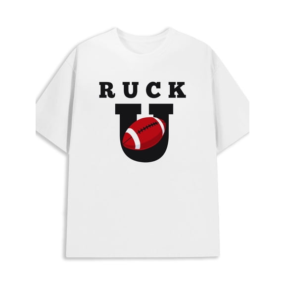 Ruck U Football Tee for men 180G 100% Cotton white Retro Unisex Shirt Graphic tshirts Casual Unisex Shirt Graphic Tee tshirts Casual Unisex Shirt Short Sleeve tshirts