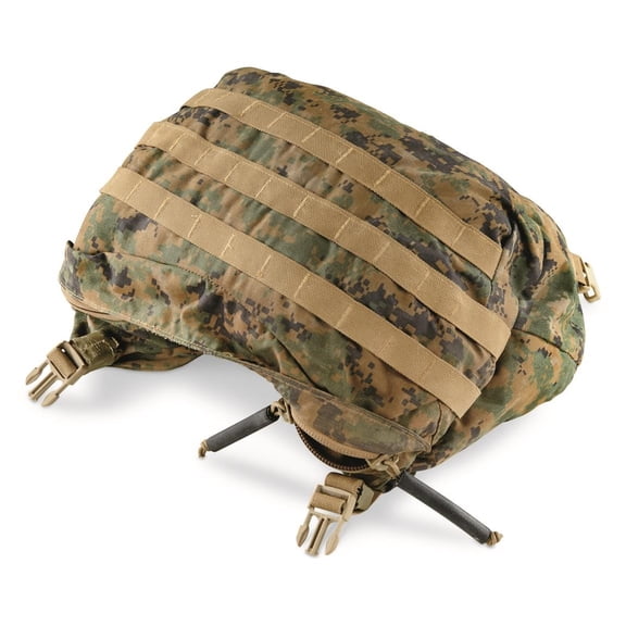 Rucksack Lid, MIL-SPEC USMC ILBE Cover, Woodland MARPAT, Tan Hardware, USA Made