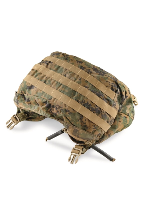 Rucksack Lid, MIL-SPEC USMC ILBE Cover, Woodland MARPAT, Tan Hardware, USA Made