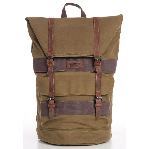 TimberWolf Vintage Rucksack Backpack w/ Waxed Canvas & Leather Trim, Padded Laptop Sleeve, Multiple Pockets, Water-Resistant, Adjustable Straps The Rucksack