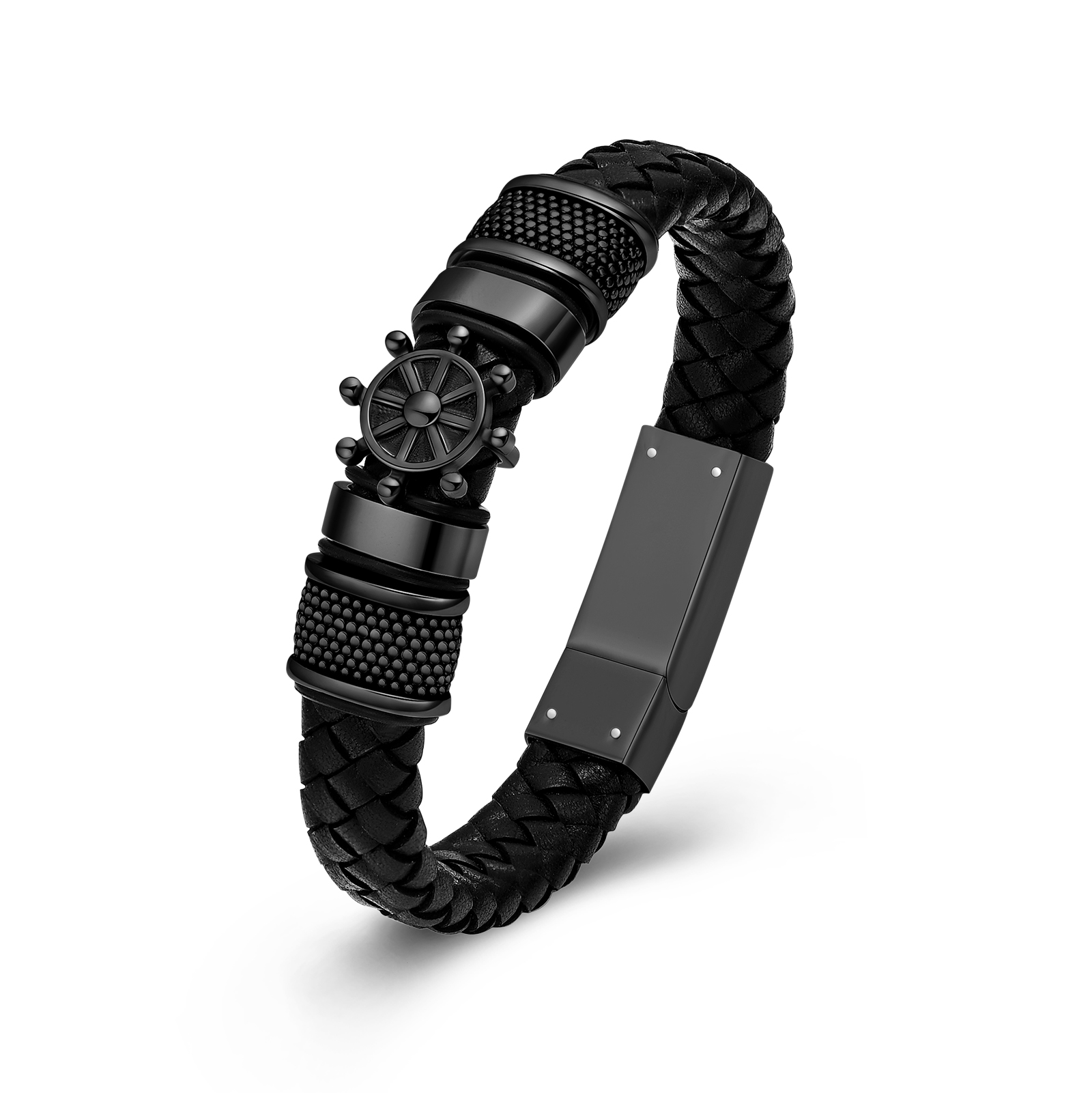 Rudder Braided Leather Bangle Keepsake Cremation Jewelry for Ashes of