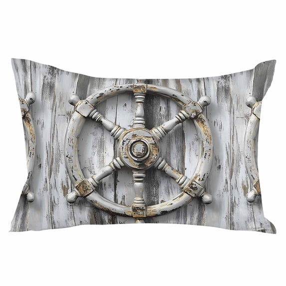 Rudder Coastal Throw Pillow Cover 24 x 36 Inch Decorative Pillow Cover Vintage Nautical Beach Summer Ocean Lumbar Pillowcase Seasonal Rectangle Cushion Case for Couch Sofa Bed Living Room