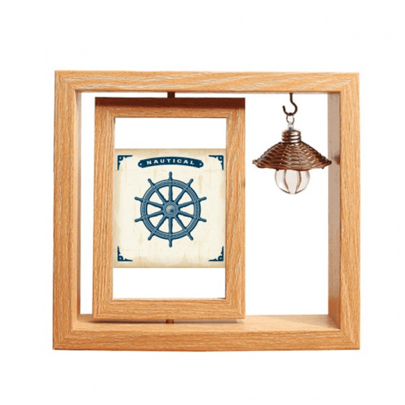 Rudder Exploration Military Ocean Army Wooden Rotating Picture Photo Frame 4x6
