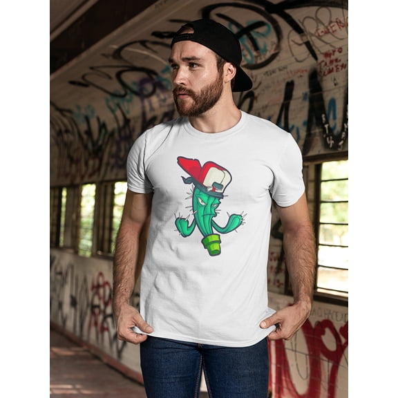 Rude Cactus With Hat Doodle T-Shirt Men -Image by Shutterstock, Male Large