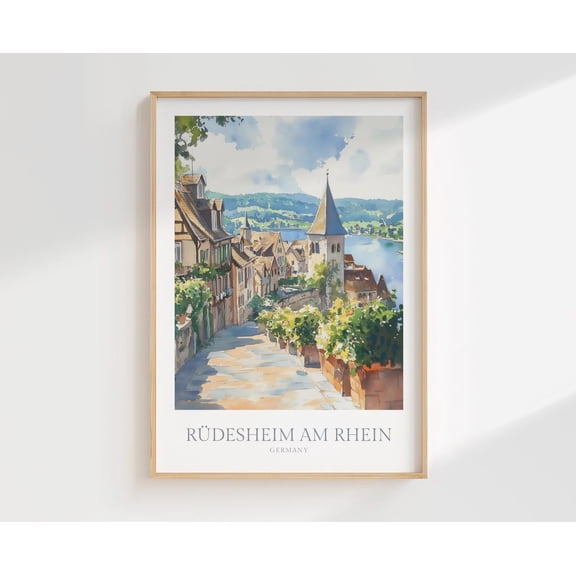 Rudesheim Am Rhein Poster Germany Wall Art Decor R Desheim Rhine Travel Poster, Unframed Size 8x12
