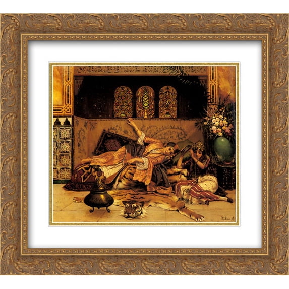 Rudolf Ernst 2x Matted 22x20 Gold Ornate Framed Art Print 'Les Captives'