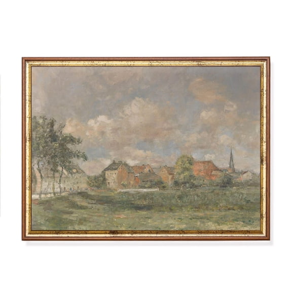 Rudolf Höckner German Impressionist Poster Village Landscape with Church Spire Unframed Paper Print