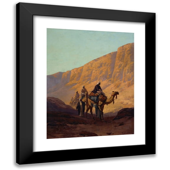 Rudolf Hellgrewe 12x14 Black Modern Framed Museum Art Print Titled - Caravan Passing Through a Wadi
