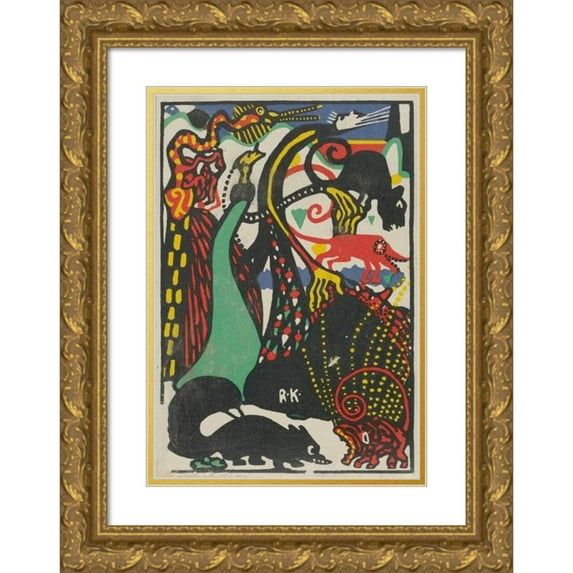 Rudolf Kalvach 17x24 Gold Ornate Framed and Double Matted Museum Art Print Titled - Humorous Subject 2 (1907)