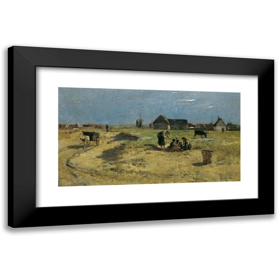 Rudolf Ribarz 24x15 Black Modern Framed Museum Art Print Titled - Landschaft Aus Cayeux (1881)