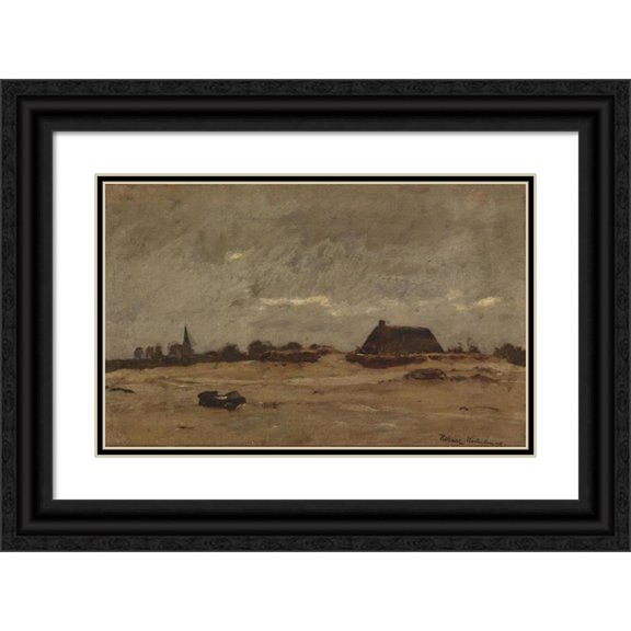 Rudolf Ribarz 24x17 Black Ornate Framed Double Matted Museum Art Print Titled: Evening Mood in Westerland