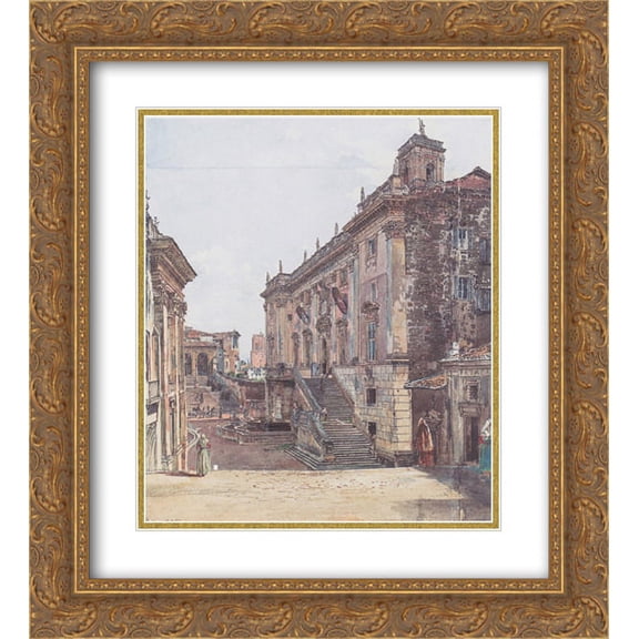 Rudolf von Alt 2x Matted 20x24 Gold Ornate Framed Art Print 'The Capitol in Rome'