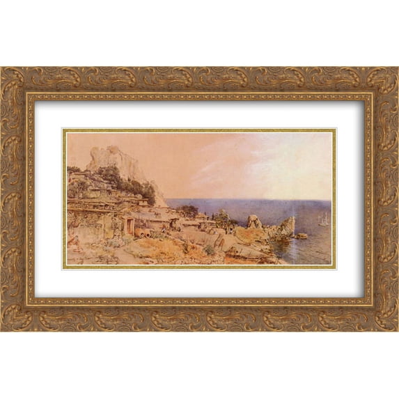 Rudolf von Alt 2x Matted 24x16 Gold Ornate Framed Art Print 'Yursuff'