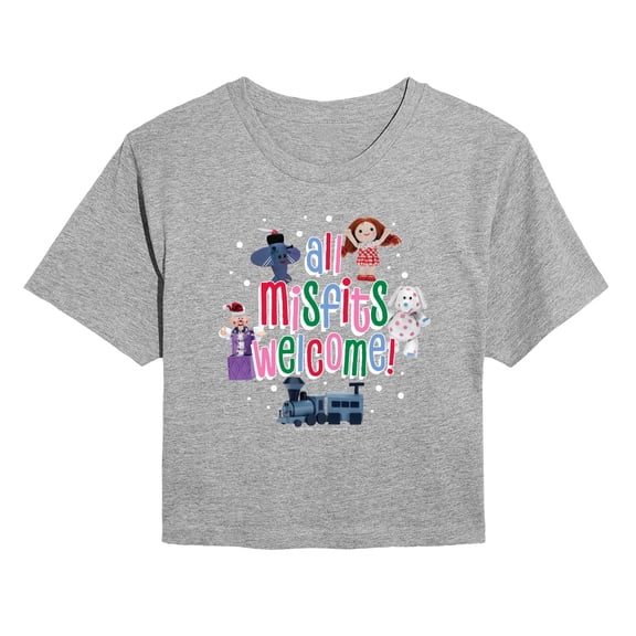 Rudolph - All Misfits Welcome - Juniors Cropped Short Sleeve Graphic T-Shirt
