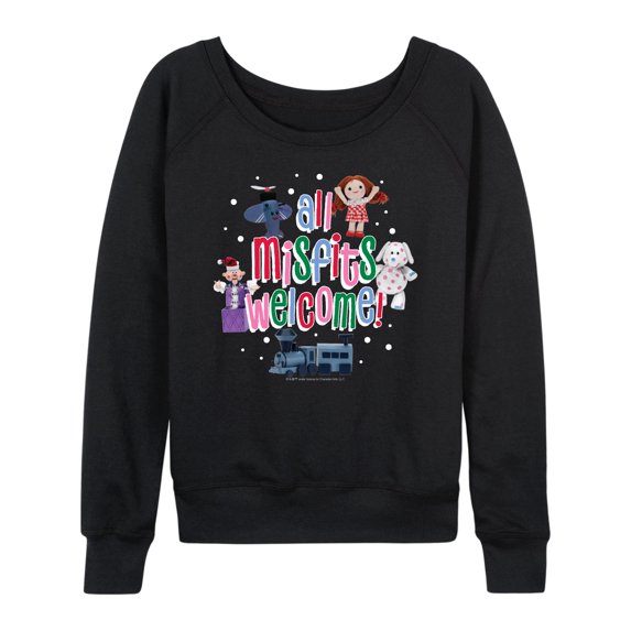 Rudolph The Red-Nosed Reindeer - All Misfits Welcome Women's Lightweight French Terry Wide Neck Long Sleeve Graphic Shirt