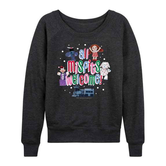 Rudolph The Red-Nosed Reindeer - All Misfits Welcome Women's Lightweight French Terry Wide Neck Long Sleeve Graphic Shirt