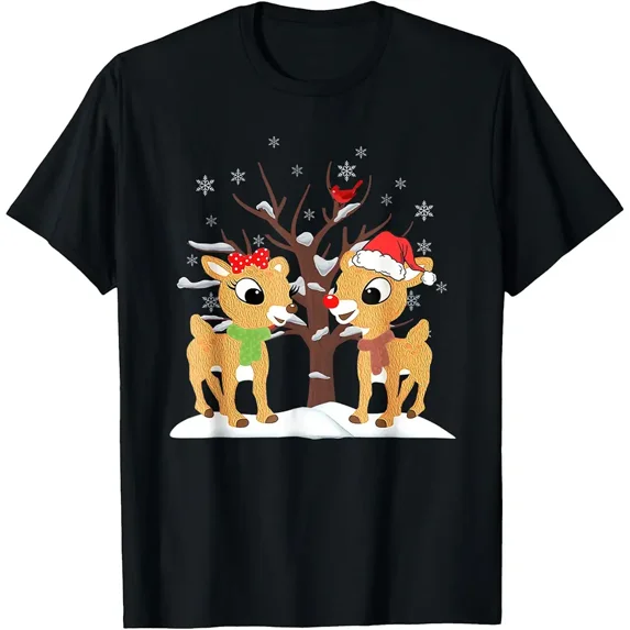 Rudolph Clarice Inspired Holiday Kids Girls Reindeer Graphic Unisex T-Shirt, up to size 5XL