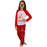 RUDOLPH Costume Matching Family Pajama Set Red Nose Included, Girl, Size: Girl - 14