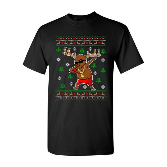 Rudolph Gangsta Sleigh Reindeer Cool Ugly Christmas Funny DT Adult T-Shirt Tee
