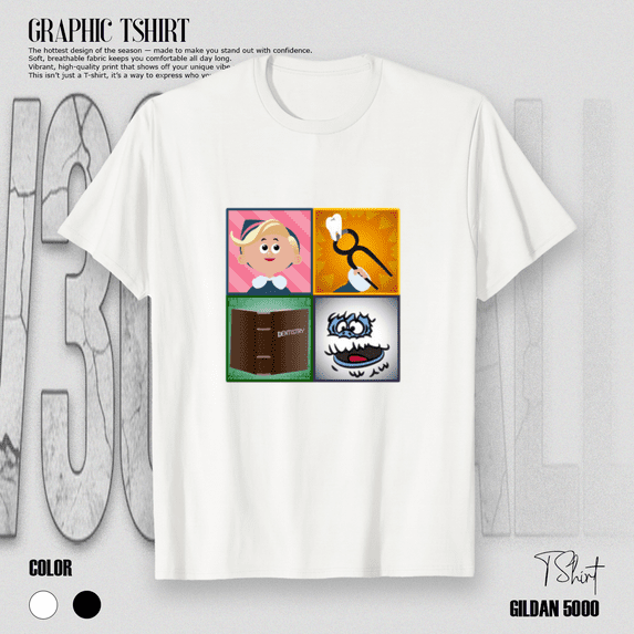 Rudolph Hermey Squares Retro Holiday Characters Classic Christmas Art Unisex T-Shirt, up to size 5XL