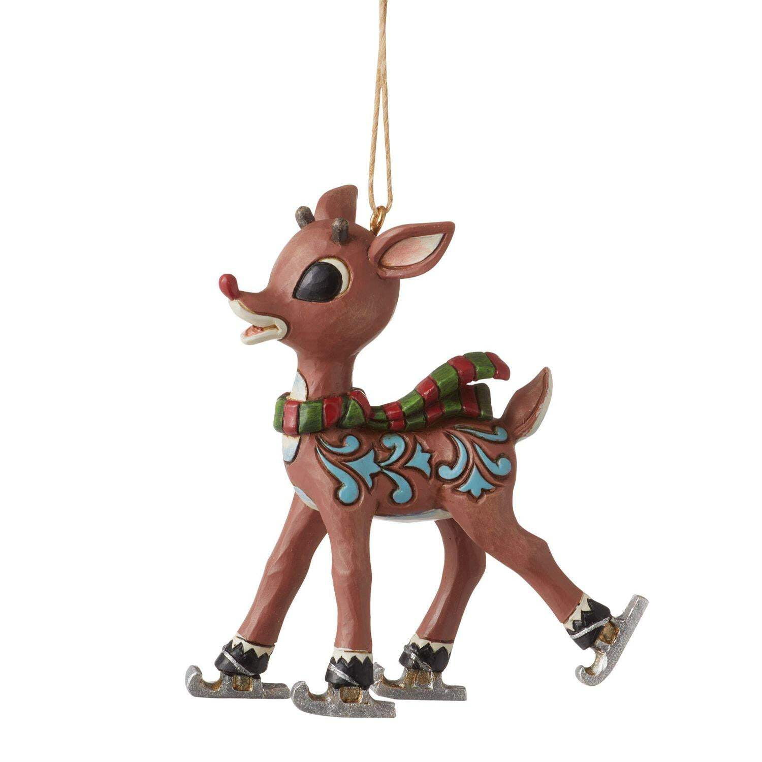 Jim Shore 5" Multicolor Resin Rudolph Ice Skating Ornament