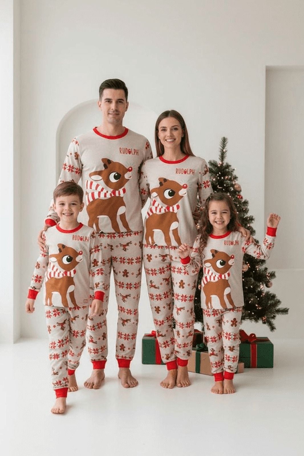 Rudolph Long Sleeve Pajamas Set, Reindeer Christmas Pajamas Family ...