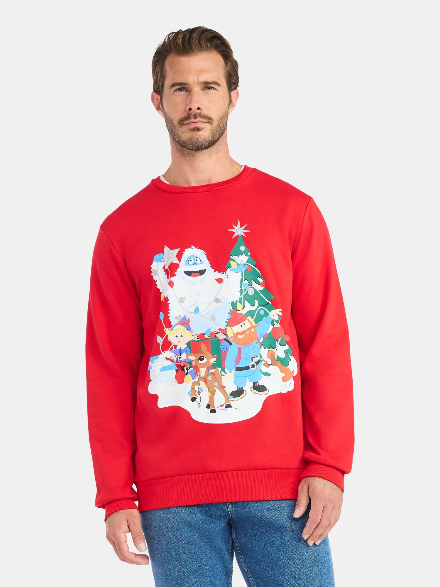Rudolph Men's and Big Men's Christmas Graphic Sweatshirt, Sizes S-3XL